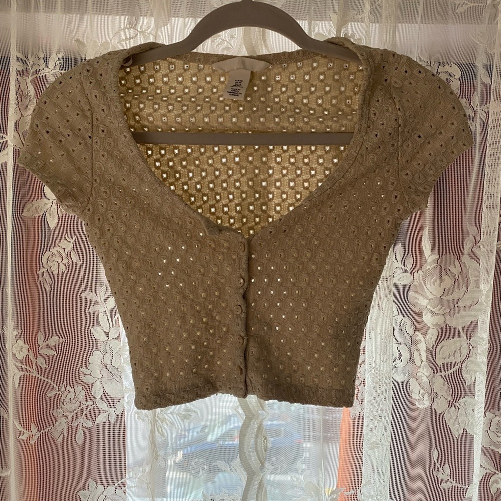 H&M Brown Cap Sleeve Crop Blouse